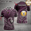 Maxcorners Nine Ball Eight Ball Waves Polynesian Tattoo Billiards Top Multicolor Customized Name, Team Name 3D Shirts