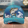 Maxcorners Fishing Japanese Wave Artwork Personalized Name 3D Cap (12 Fish Species)