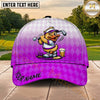 Maxcorners Golf Funny Duck Golfer Beer Lover Diamond Pattern Personalized Name 3D Classic Cap