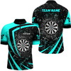 Maxcorners Personalized Turquoise Break Glass Dart Shirts For Men Custom Funny Dart Jerseys Polo & 1/4 Zip LM154