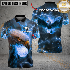 Maxcorners Flaming Eagle Golf Polo Shirt, Customized Name & Team Name 3D Shirts (4 Colors)
