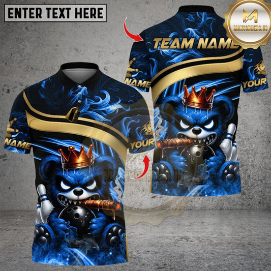 Maxcorners Graffiti Gangster Bear With Bowling Multicolor Customized Name, Team Name 3D Shirts
