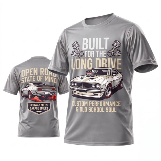 Maxcorners Personalized Car Classic Muscle Car 3D T-Shirt – Red Built for the Long Drive Classic Muscle Car