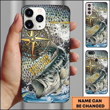 Maxcorner Crappie Fishing Compass Water Splash Personalized Name 3D Phone Case