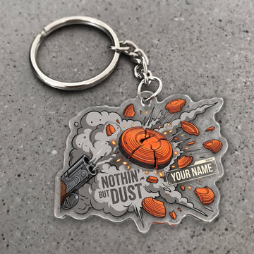Maxcorners Clay Shooting Nothin But Dust Broken Clay Target Customized Name 3D Keychain And Ornament