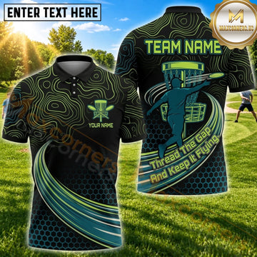 Maxcorners Disc Golf Green Topographic Chain Basket Personalized Name 3D Unisex Shirt