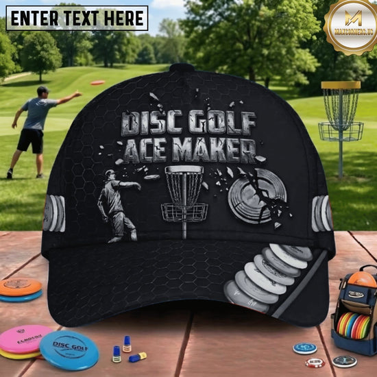 (7 Colors) Maxcorners Disc Golf Ace Maker Player & Chain Basket Personalized Name 3D Cap LM3009