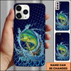 Maxcorners Fishing Phone Case Water Ring Splash Dark Blue Scale Background Personalized Name Phone Case (8 Fish Species)