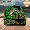 Maxcorners Fishing Green Flame Tribal Personalized Name 3D Shirt (13 Fish Species)