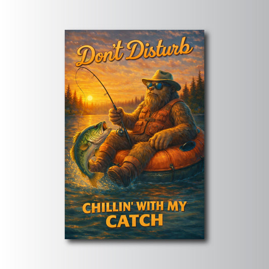 Maxcorners Fishing Classic Bigfoot Lake Scene Personalized Name 3D Poster