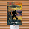 Maxcorners Fishing UFO Lake Bigfoot Silhouette Personalized Name 3D Poster