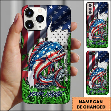 Maxcorners Mahi-mahi Fishing Phone Case Jump Grass Water Scene Personalized Name Phone Case
