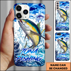 Maxcorners Tuna Fishing Blue Ocean Splash Art Personalized Name 3D Phone Case