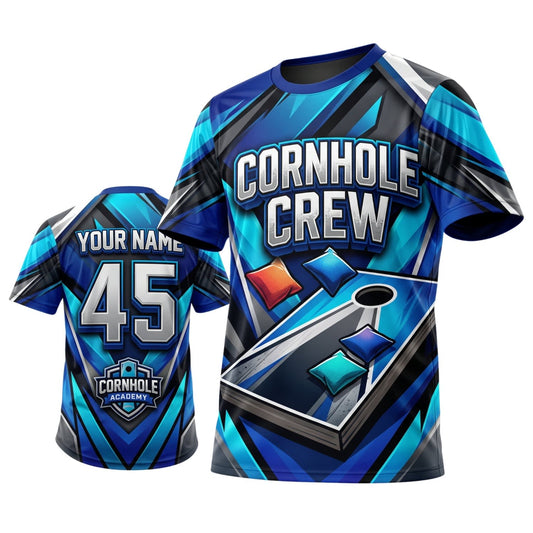Maxcorners Cornhole Crew Blue Board Personalized Name 3D Unisex Shirt