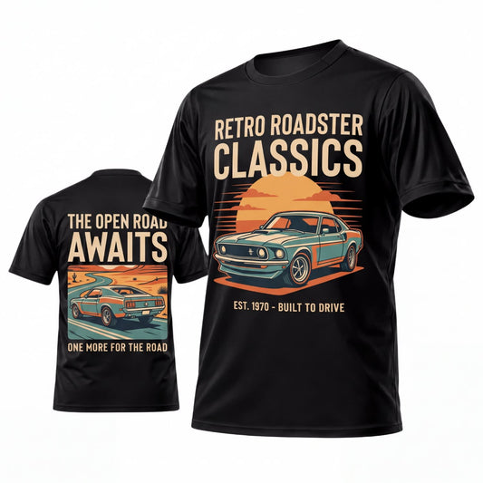 Maxcorners Personalized Car Classic Muscle Car 3D T-Shirt – Black Retro Roadster Classics Vintage Orange Car