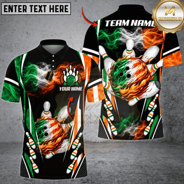 Maxcorners Bowling Ireland Flag Celtic Dragon Personalized Name 3D Unisex Shirt