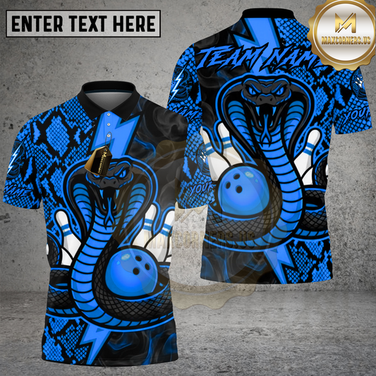 Maxcorners Big Cobra Bowling Python Lightning Multicolor Options Personalized Name, Team Name 3D Shirt (4 Colors)