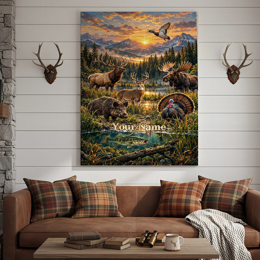 Maxcorners Duck Hunting Moonlight Mallard Marsh Personalized Canvas Wall Art