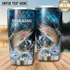 Maxcorners Fishing Tumbler Blue Cosmic Hook Splash Design Personalized Name Tumbler (13 Species)