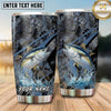 Maxcorners Fishing Tumbler Dark Blue Grunge Camouflage Design Personalized Name Tumbler (13 Species)