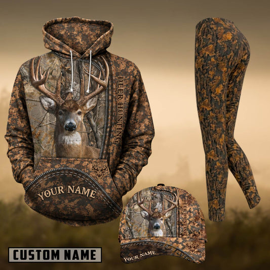Maxcorners Hunting Whitetail Deer Brown Forest Camo Personalized 3D Shirts