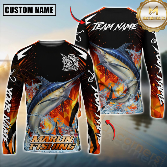 Maxcorners Fishing Fire Touch Custom Name & Team Name 3D Shirts