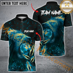 Maxcorners Fire Lion Bowling Jersey Multicolor Option Customized Name, Team Name 3D Polo Shirt