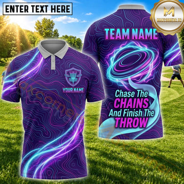 Maxcorners Disc Golf Purple Neon Flying Disc Quote Personalized Name 3D Unisex Shirt