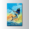 Maxcorners Marlin Fishing Ocean Jump Sunset Illustration Personalized Name 3D Poster