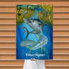 Maxcorners Tuna Fishing Underwater Action Illustration Personalized Name 3D Poster