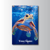 Maxcorners Sea Turtle Fishing Ocean Depth Illustration Personalized Name 3D Poster