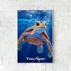 Maxcorners Sea Turtle Fishing Ocean Depth Illustration Personalized Name 3D Poster