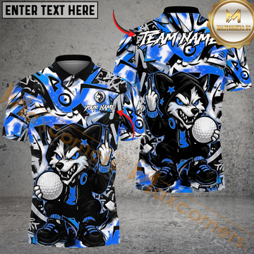 Maxcorners Savage Wolf Golfer Polo Customized Name, Team Name 3D Shirts (4 Colors)