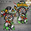 Maxcorners Darts Urban Duck Mascot Cap Sunglasses Target Board Paint Splatter Graphic Multicolor Customized Name, Team Name 3D Shirts