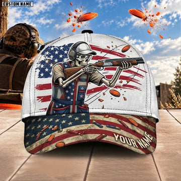 Maxcorners Trap & Skeet Shooting Skeleton Shooter Personalized Name 3D Cap