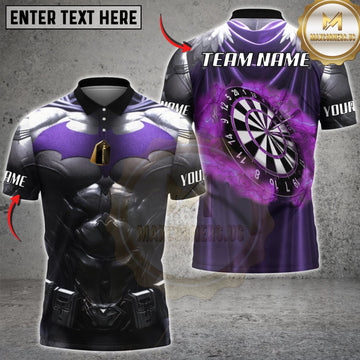 Maxcorners Darts Black Purple Muscular Armor Monochrome Dartboard Personalized Name 3D Unisex Shirt