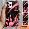 Maxcorners Bowling Pink Strike Ball Pins Multicolor Personalized Name 3D Phone Case