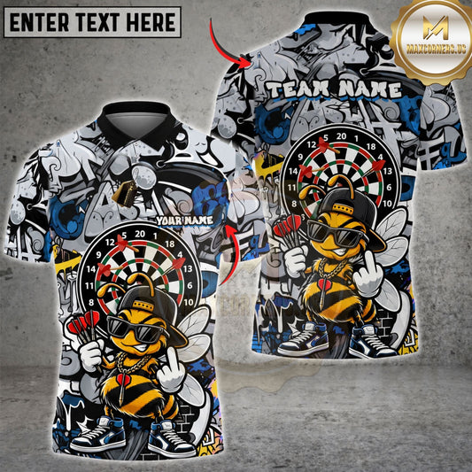 Maxcorners Dart Board Hornet Mascot Cool Sunglasses Artwork Multicolor Customized Name, Team Name 3D Shirts