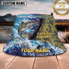 Maxcorners Fishing Ocean Splash Personalized Name 3D Bucket Hat (12 Fish Species)