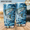 Maxcorners Fishing Tumbler Blue Digital Camouflage Design Personalized Name Tumbler (13 Species)