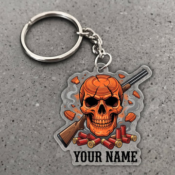 Maxcorners Clay Shooting Skull Shotgun Shells And Clay Target Customized Name 3D Keychain And Ornament