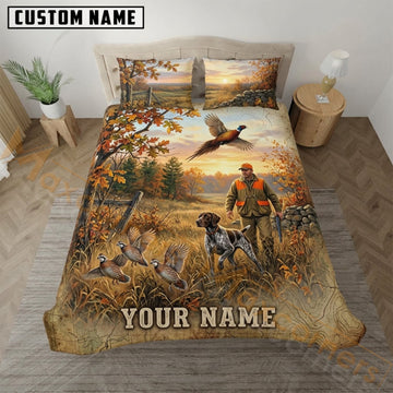 Maxcorners Pheasant Hunting Open Field Hunter Bedding Set 3D Print Custom Name