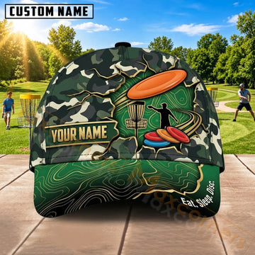 Maxcorners Disc Golf Forest Orange Flying Disc Personalized Name 3D Cap