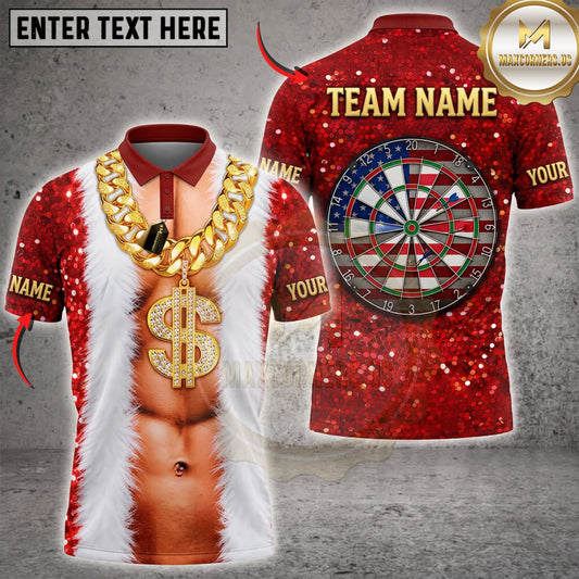 Maxcorners Darts Funny Dollar Sign Gold Necklace American Flag Dartboard Personalized Name 3D Unisex Shirt