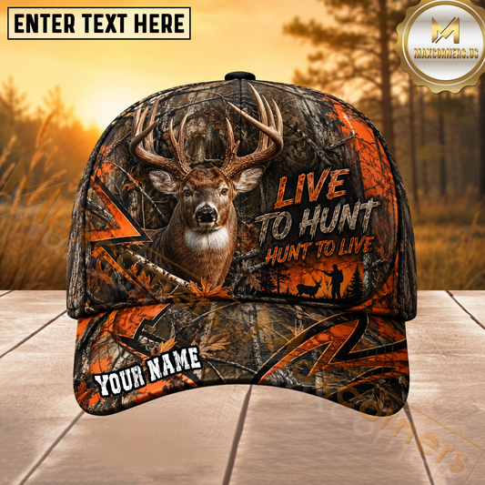 Maxcorners Deer Hunting Orange Leaves Forest Camo Personalized 3D Cap