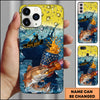 Maxcorners Fishing Phone Case Beer Splash Fishing Graphic Personalized Name 3D Phone Case (10 Fish Species)