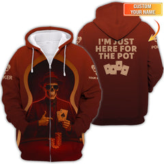 Maxcorners Custom Name Funny Poker Shirts, Skeleton Card Player Polos, Poker Shirt For Men'sLM1009