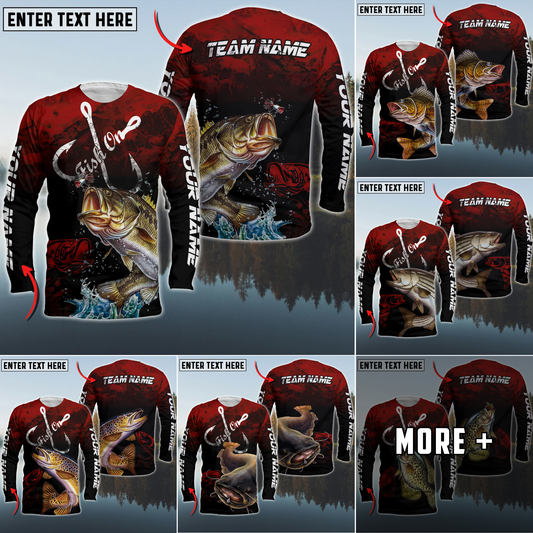 Maxcorner Fishing Personalized 3D Long Sleeve Shirt (8 Fish Species)
