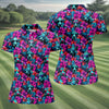 Maxcorners Funny Cow Wearing Sunglasses Tropical Golf Polo Shirt, Golf Shirts For Women, Women's Golf Apparel LM1507