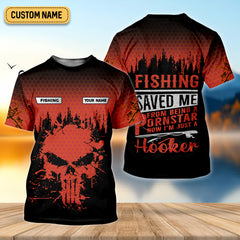 Maxcorners Fishing Saved Me From Being A Pornstar Red Fishing Shirt, Funny Fishing Shirt, SPF Shirt For Men, Gift For Fisherman